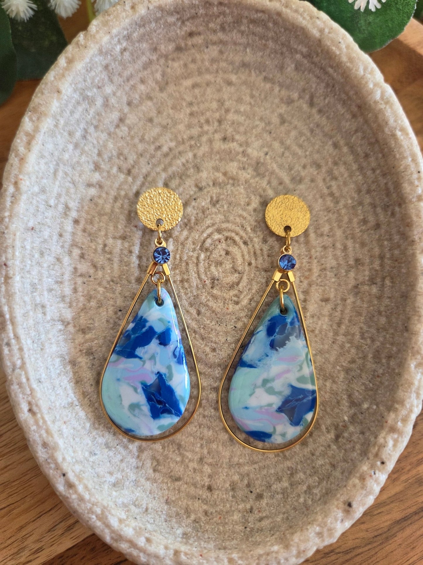 Ovaline Bleu et rose - Strass Bleu - Auralys