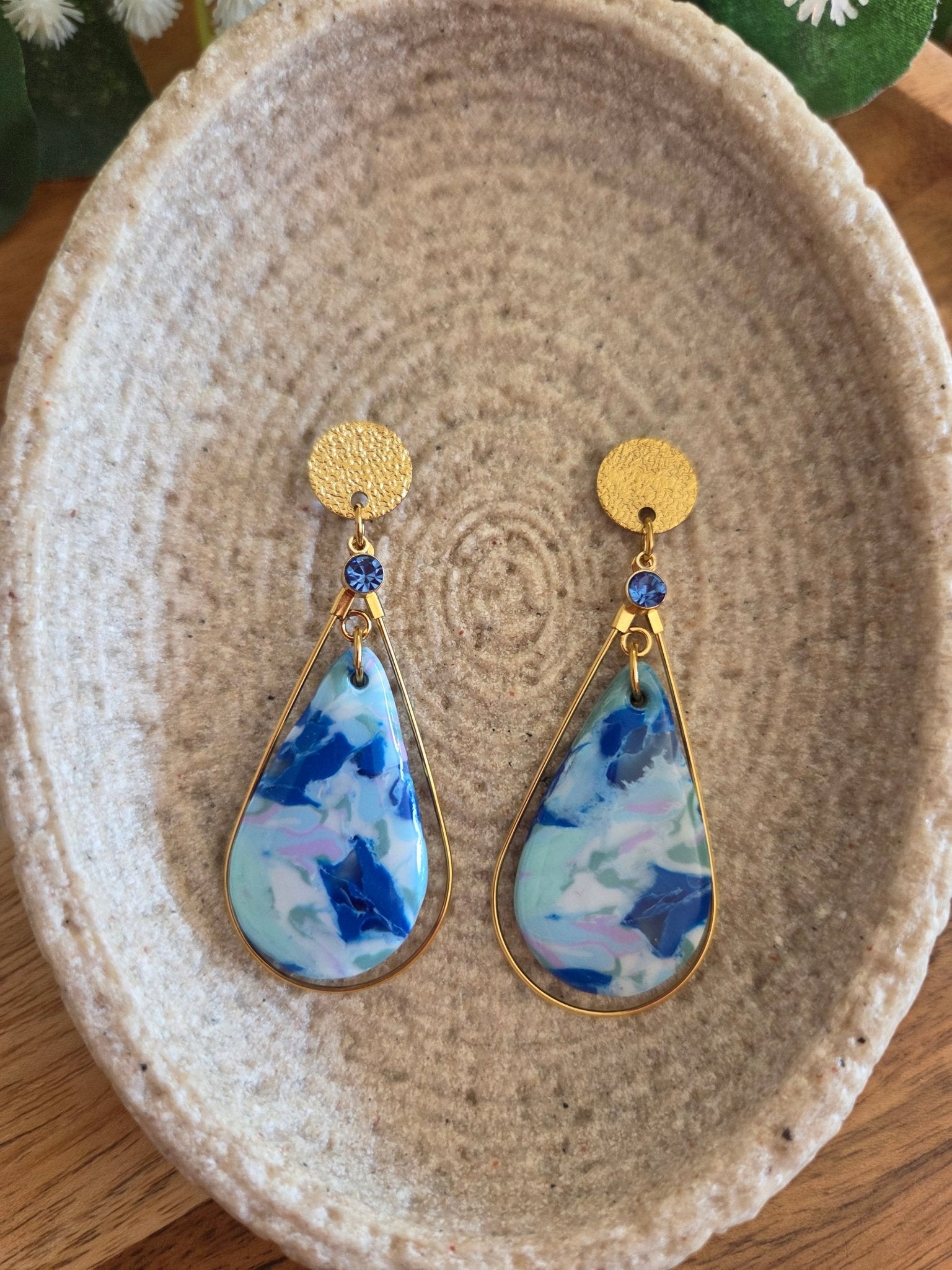 Ovaline Bleu et rose - Strass Bleu - Auralys